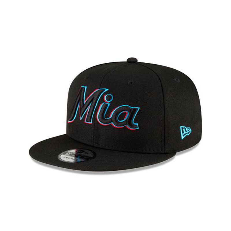 MLB Miami Marlins Ligature 9Fifty Snapback (XVC1850) - Black New Era Caps